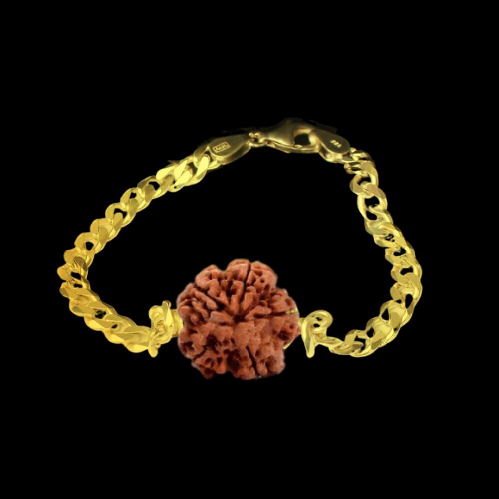 Raviour Lifestyle Original 5 Mukhi 5 Face Golden Cap Rudraksha Bracelet -  Raviour Lifestyle - 3613705