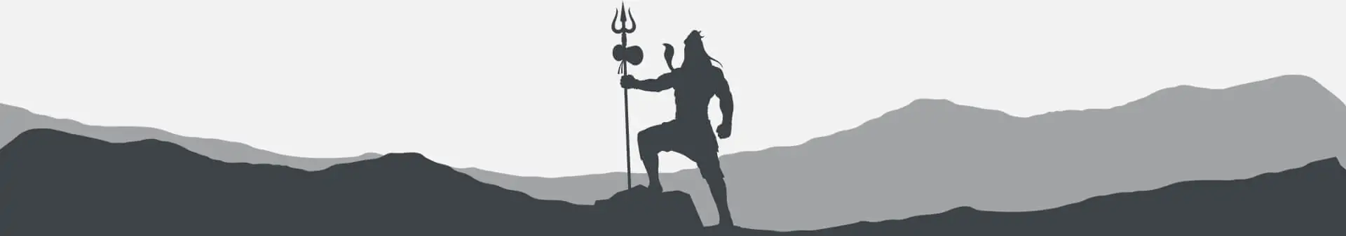 Lord Shiva standing on mountains with a snake around his neck and holding a trident