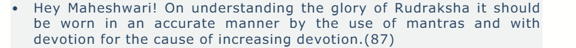 Translation Of Excerpts From The Shiva Mahapurana Vidyesvara Samhita Chapter 25 Part 87 Description of how rudraksha should be worn in the right manner