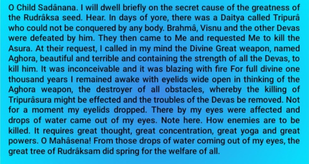 Translation Of Excerpts From The Srimad Devi Bhagavatam Skandha 11 Description of how rudraksha beads originated from lord shiva’s tears
